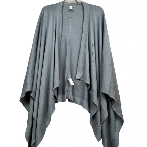 Lululemon Open Mind Lightweight Silk Blend Wrap Poncho/Cape One Size Blue Cast - Picture 6 of 13